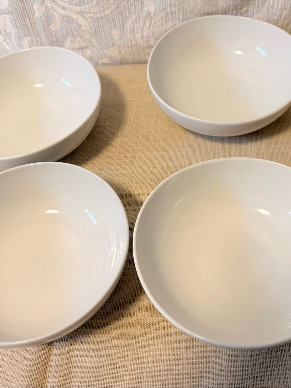 Set of 4 West Elm Organic Shaped Modern White Porcelain 6-1/4” x 2" Bowls C